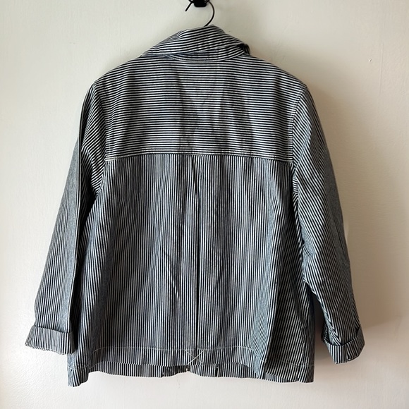 CJ Banks NWT Blue and White Striped 100% Cotton Jacket. Size 1X - Picture 10 of 13